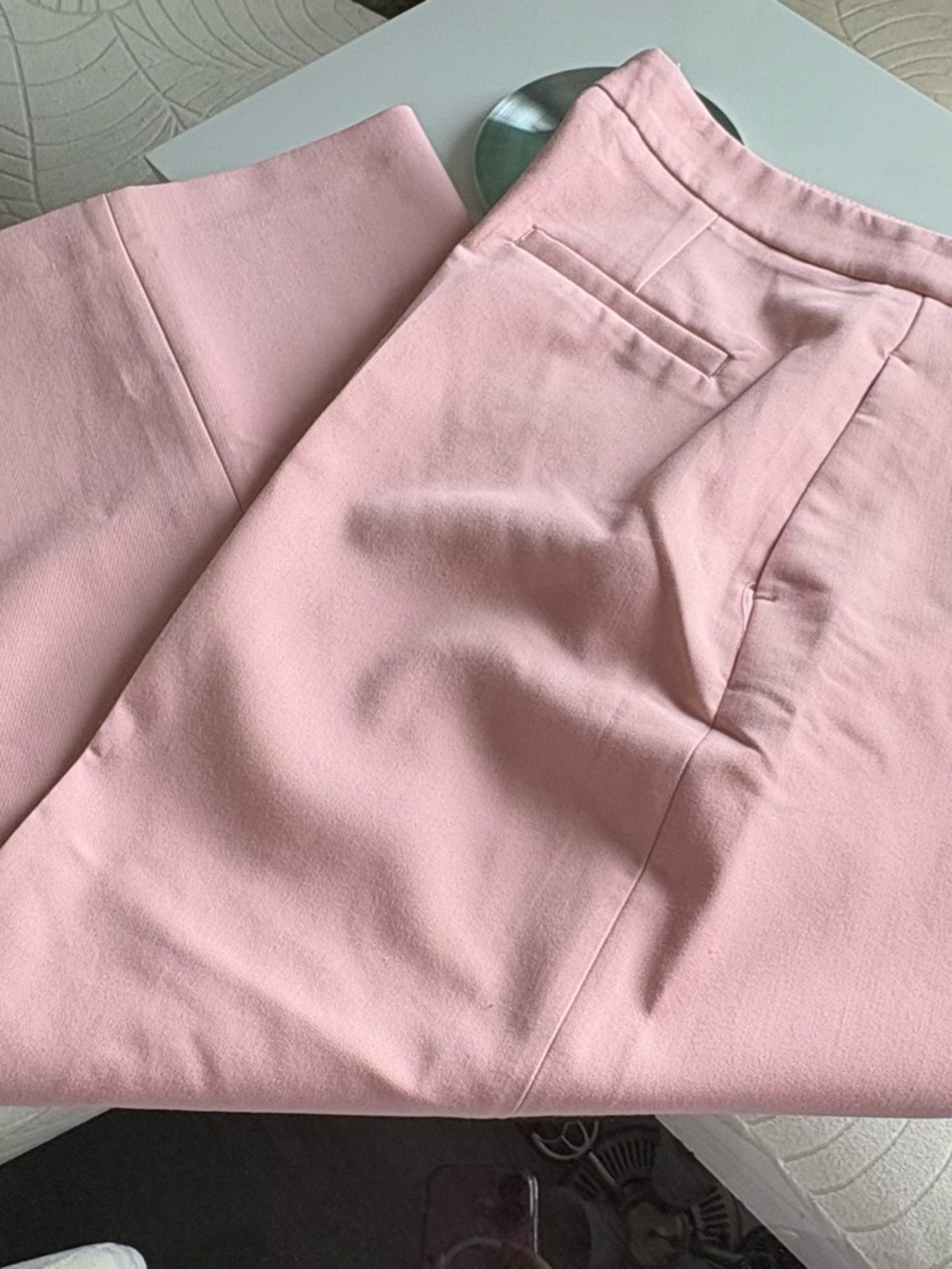 Zara Blush Pink Wide-Leg Cropped Trousers - Picture 5 of 6